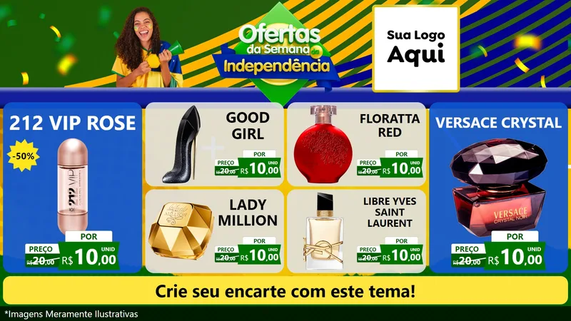 Modelo de TV para TV Horizontal com o tema Ofertas da Semana da Independência para Perfumes