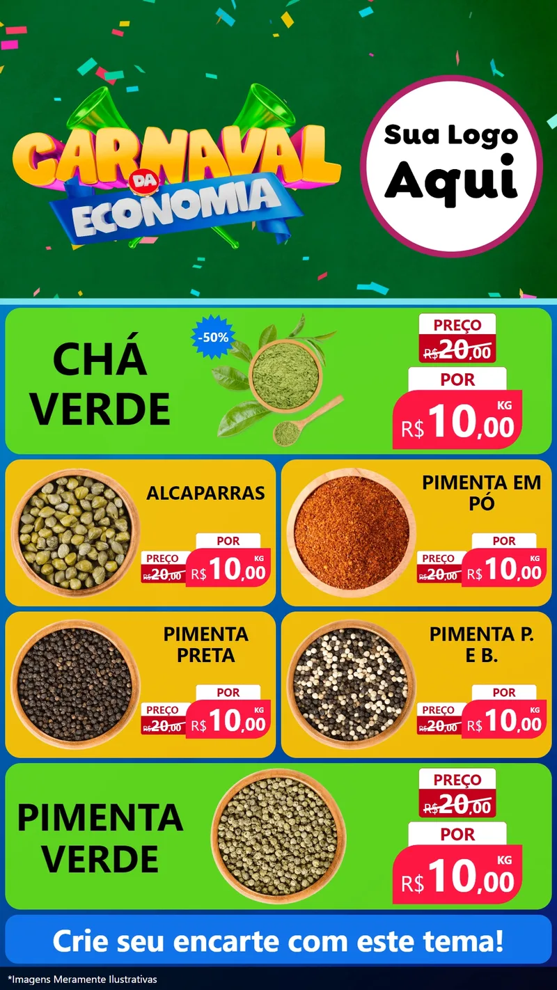 Modelo de TV para TV Vertical com o tema Carnaval da Economia para Produtos Naturais