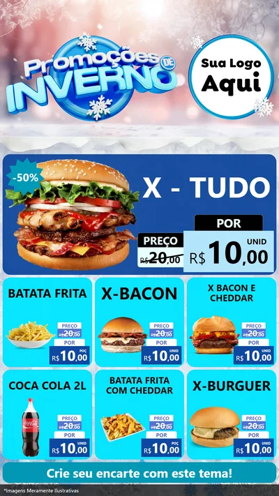 Modelo de Rede Social para Stories com o tema Promoções de Inverno para Hamburgueria
