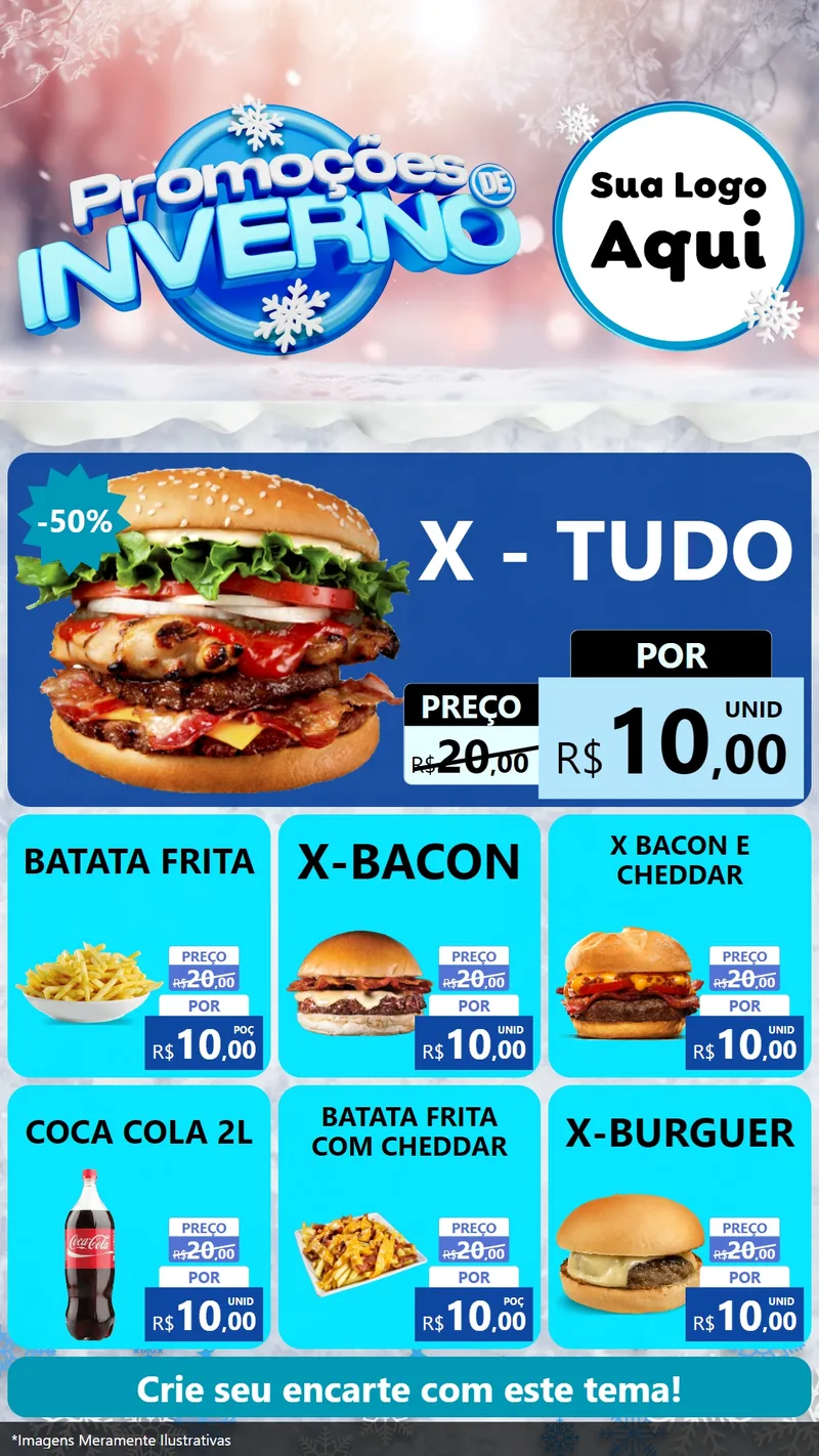 Modelo de Rede Social para Stories com o tema Promoções de Inverno para Hamburgueria