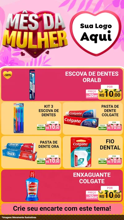 Modelo de TV para TV Vertical com o tema Mês da Mulher para Higiene Pessoal