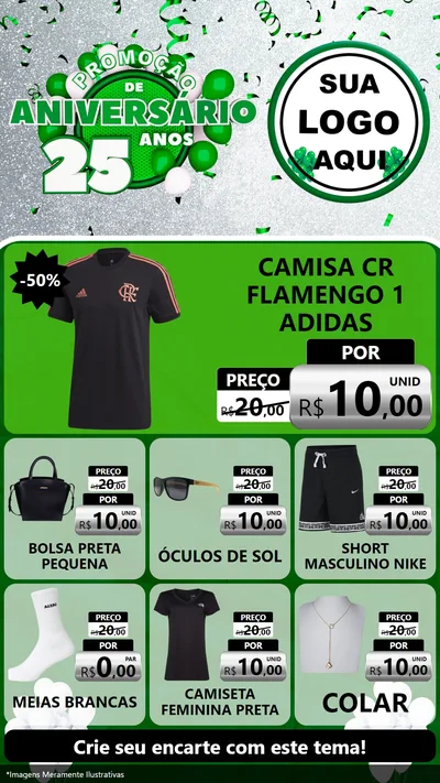 Modelo de Rede Social para Stories com o tema Promoção de Aniversário - 25 Anos para Roupas e acessórios