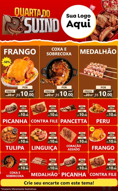 Modelo de Encarte para Encarte Grande com o tema Quarta do Suíno para Assados