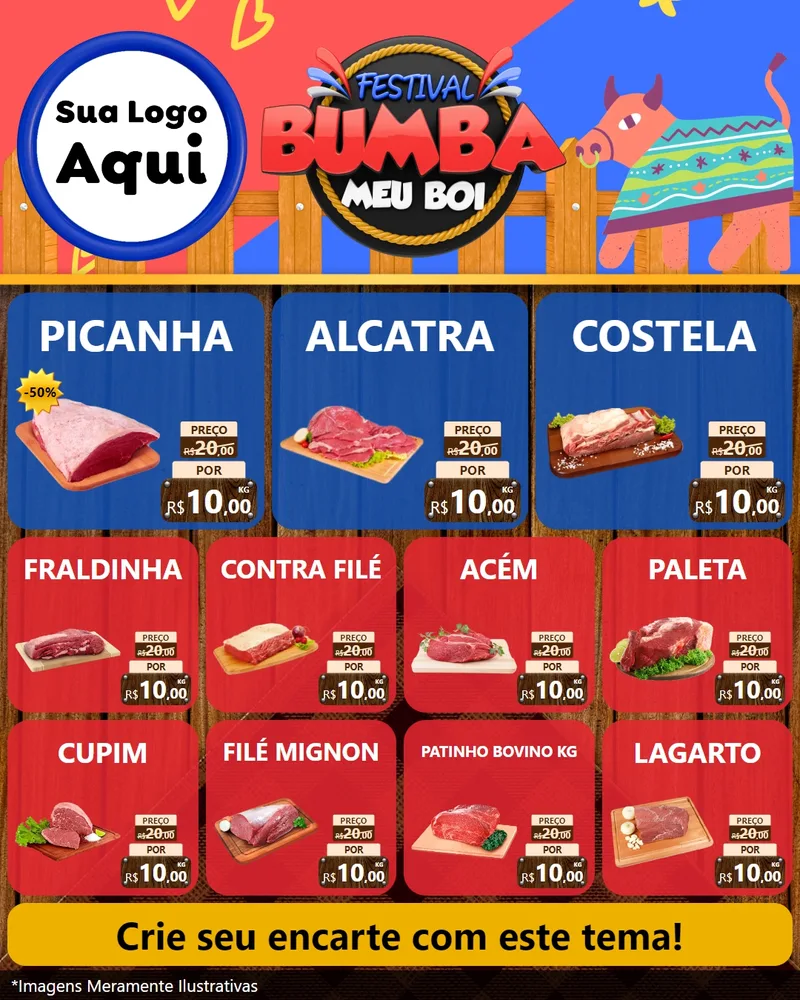 Modelo de Rede Social para Feed Instagram com o tema Festival Bumba Meu Boi para Açougue