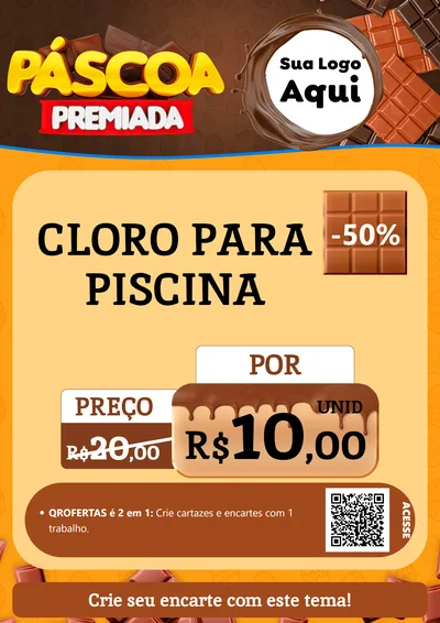 Modelo de Cartaz para Cartaz A4 Vertical com o tema Páscoa Premiada para Produtos para Piscina