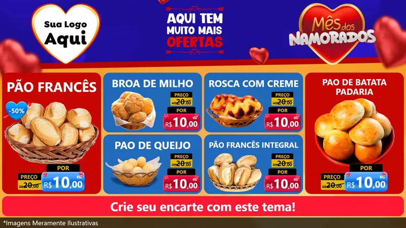 Modelo de TV para TV Horizontal com o tema Mês dos Namorados para Padaria