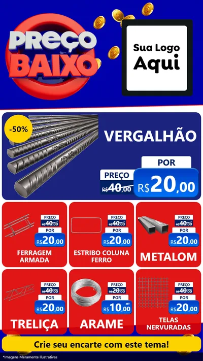 Modelo de Rede Social para Stories com o tema Preço Baixo para Ferragens