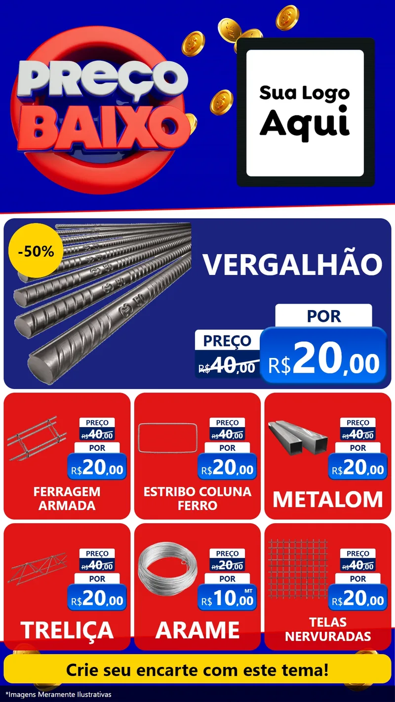 Modelo de Rede Social para Stories com o tema Preço Baixo para Ferragens