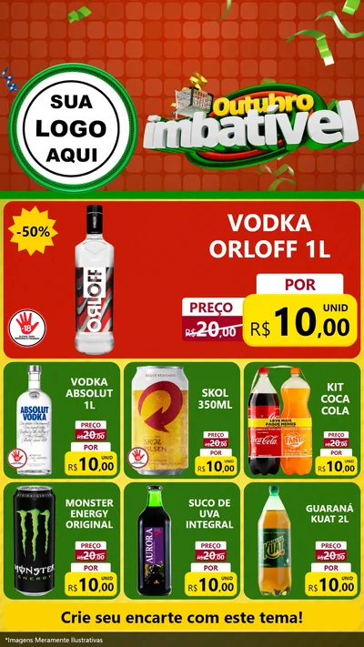 Modelo de Rede Social para Stories com o tema Outubro Imbatível para Distribuidora de bebidas