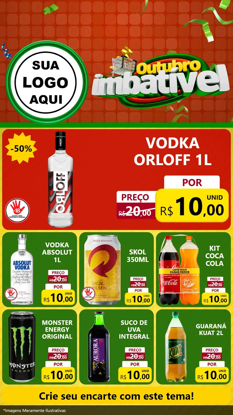 Modelo de Rede Social para Stories com o tema Outubro Imbatível para Distribuidora de bebidas