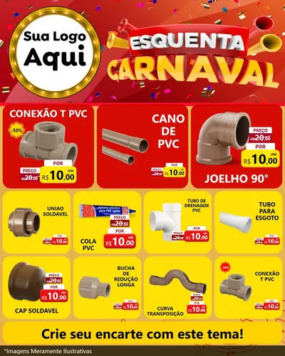 Modelo de Rede Social para Feed Instagram com o tema Esquenta Carnaval para Tubos e conexões