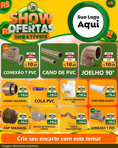 Modelo de Rede Social para Feed Instagram com o tema Show de Ofertas Imbatíveis para Tubos e conexões