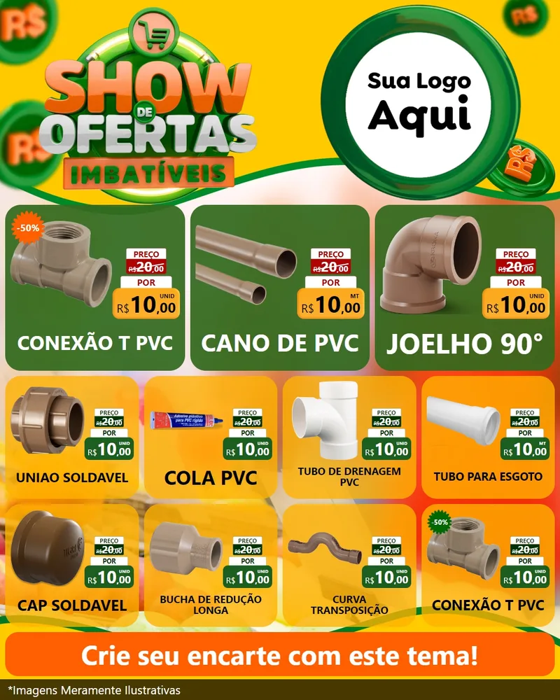 Modelo de Rede Social para Feed Instagram com o tema Show de Ofertas Imbatíveis para Tubos e conexões