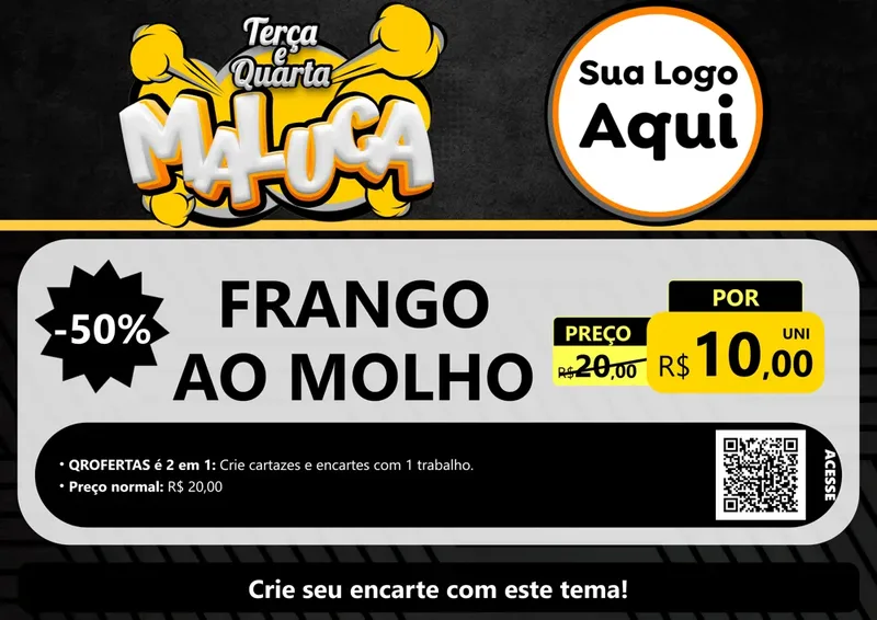 Modelo de Cartaz para Cartaz A4 Horizontal com o tema Terça e Quarta Maluca para Restaurante