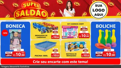 Modelo de TV para TV Horizontal com o tema Super Saldão para Brinquedos
