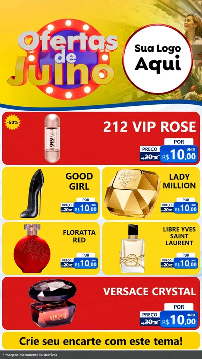 Modelo de TV para TV Vertical com o tema Ofertas de Julho para Perfumes