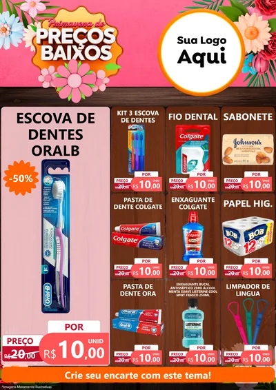 Modelo de Encarte para Encarte A4 Vertical com o tema Primavera de Preços Baixos para Higiene Pessoal