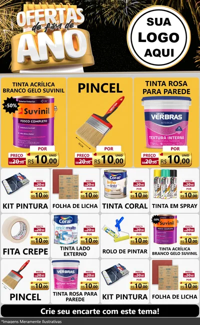 Modelo de Encarte para Encarte Grande com o tema Ofertas de Fim de Ano para Tintas e Ferramentas