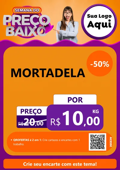 Modelo de Cartaz para Cartaz A4 Vertical com o tema Semana do Preço Baixo para Frios e Laticínios