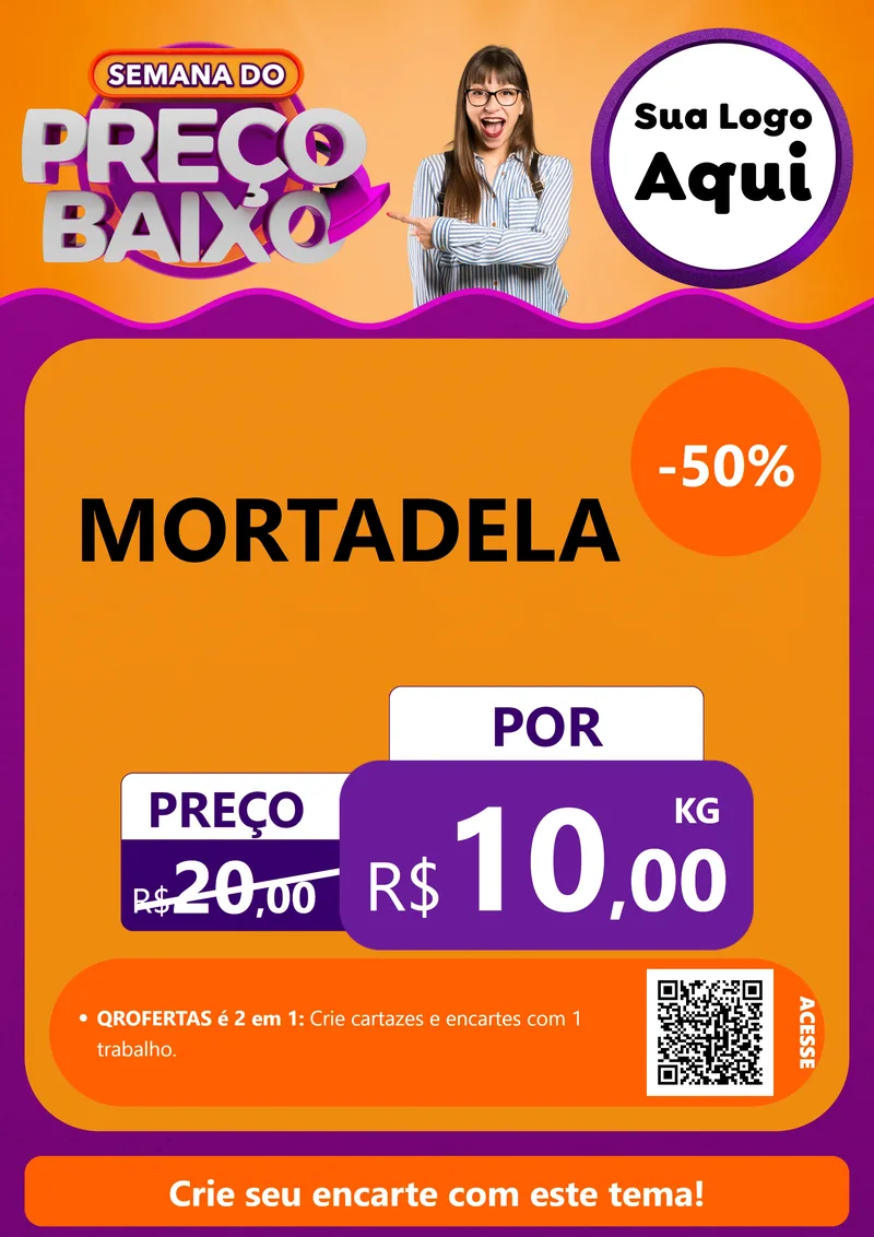 Modelo de Cartaz para Cartaz A4 Vertical com o tema Semana do Preço Baixo para Frios e Laticínios