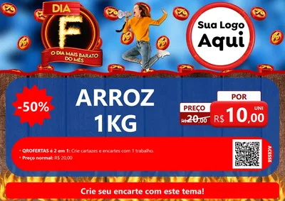 Modelo de Cartaz para Cartaz A4 Horizontal com o tema Dia F - O Dia Mais Barato Do Mês para Supermercado