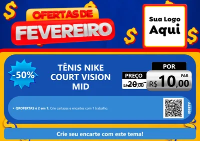 Modelo de Cartaz para Cartaz A4 Horizontal com o tema Ofertas de Fevereiro para Calçados