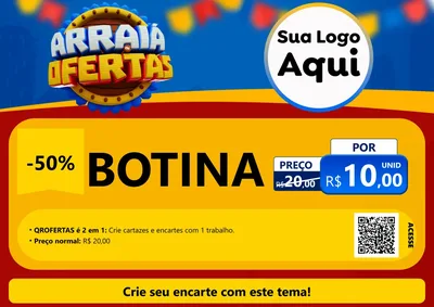 Modelo de Cartaz para Cartaz A4 Horizontal com o tema Arraiá de Ofertas - Junina para Agropecuária