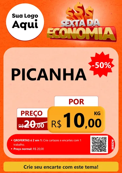 Modelo de Cartaz para Cartaz A4 Vertical com o tema Sexta da Economia para Açougue