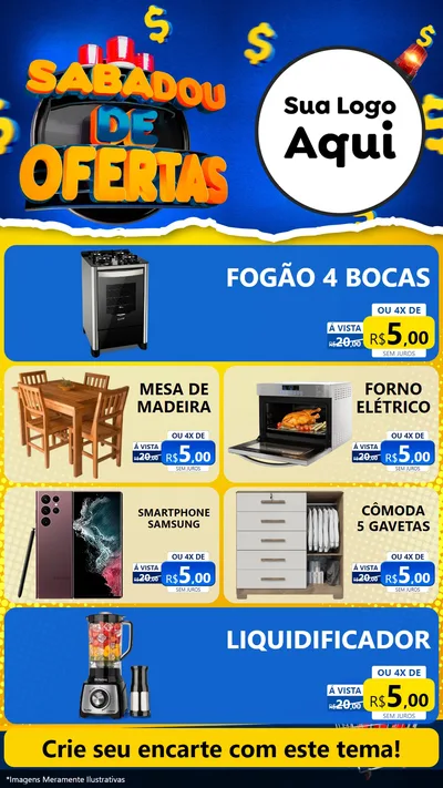 Modelo de TV para TV Vertical com o tema Sabadou de Ofertas para Móveis e Eletro