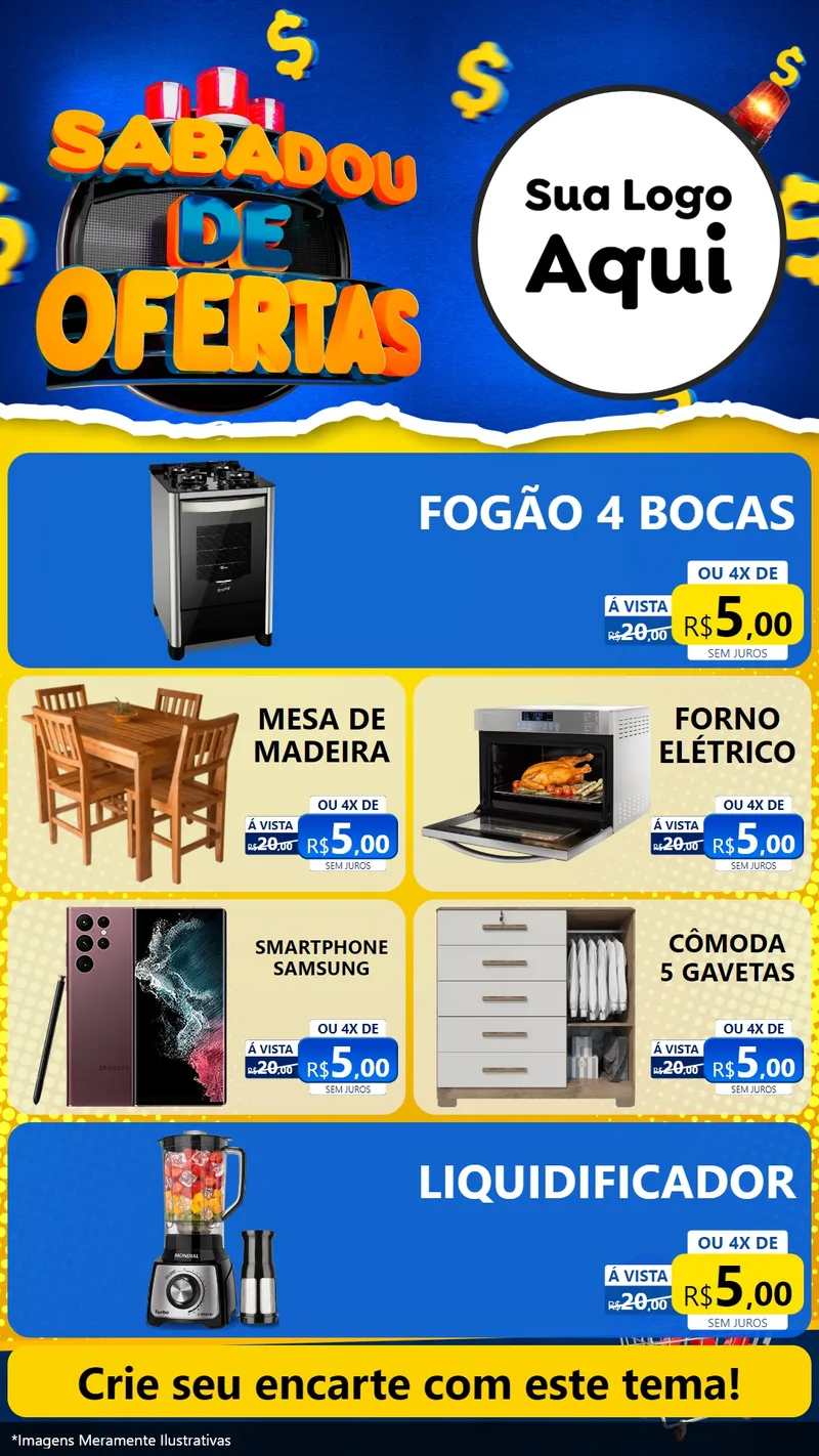 Modelo de TV para TV Vertical com o tema Sabadou de Ofertas para Móveis e Eletro