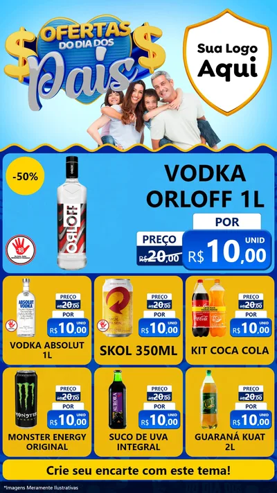 Modelo de Rede Social para Stories com o tema Ofertas do Dia dos Pais para Distribuidora de bebidas