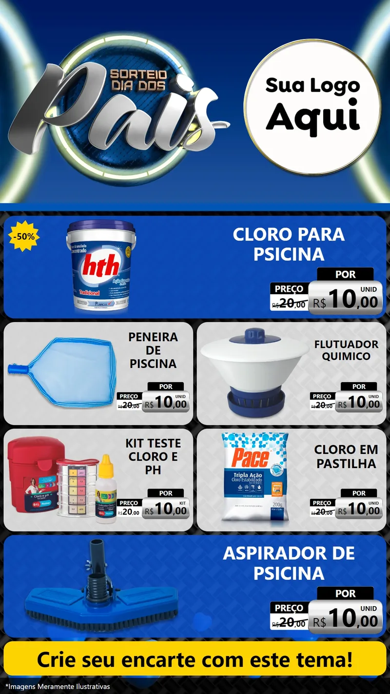 Modelo de TV para TV Vertical com o tema Sorteio Dia Dos Pais para Produtos para Piscina
