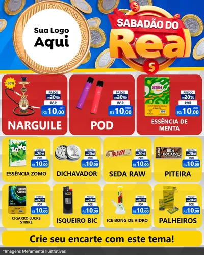 Modelo de Rede Social para Feed Instagram com o tema Sabadão do Real para Tabacaria