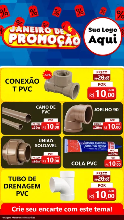 Modelo de TV para TV Vertical com o tema Janeiro de Promoção para Tubos e conexões