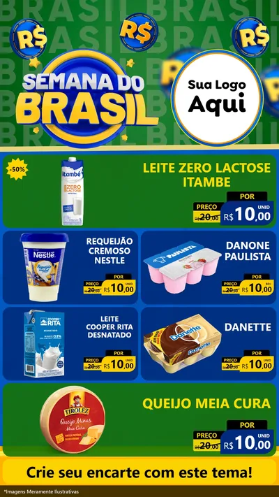 Modelo de TV para TV Vertical com o tema Semana Do Brasil para Frios e Laticínios