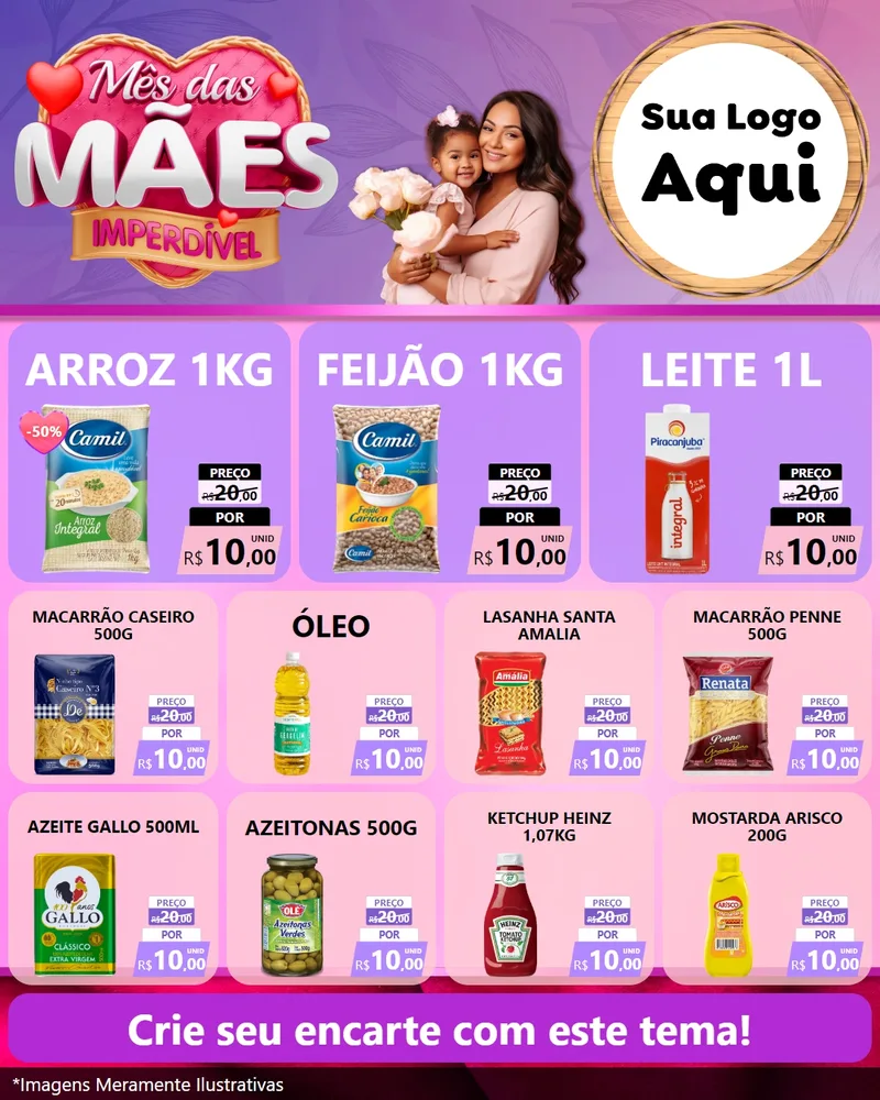 Modelo de Rede Social para Feed Instagram com o tema Mês das Mães Imperdível para Supermercado