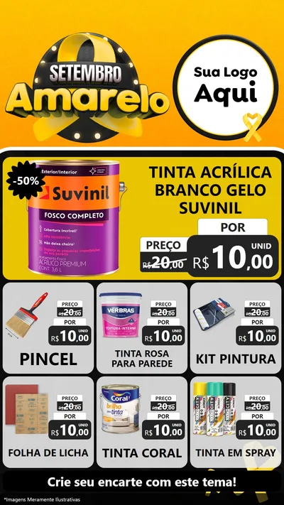 Modelo de Rede Social para Stories com o tema Setembro Amarelo para Tintas e Ferramentas