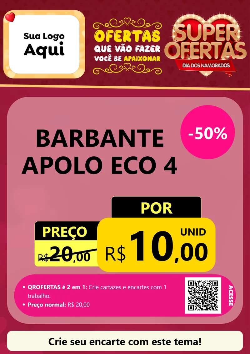 Modelo de Cartaz para Cartaz A4 Vertical com o tema Dia dos Namorados para Armarinho e Aviamentos