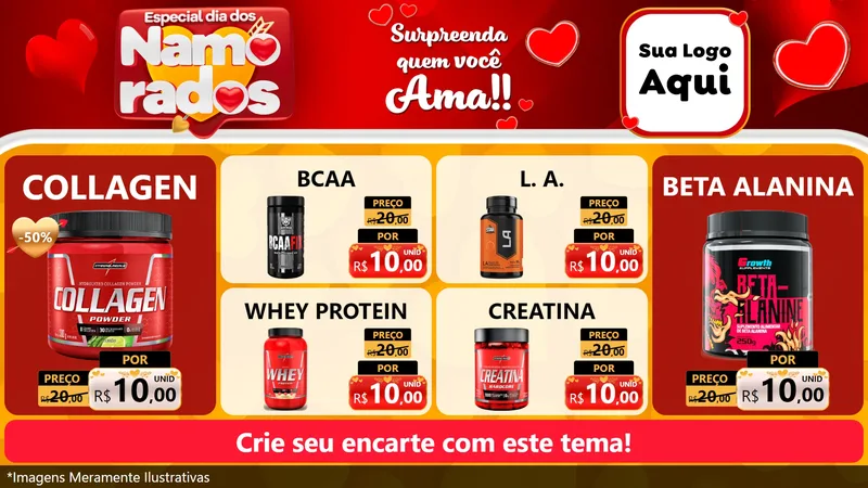 Modelo de TV para TV Horizontal com o tema Especial Dia dos Namorados para Suplementos alimentares