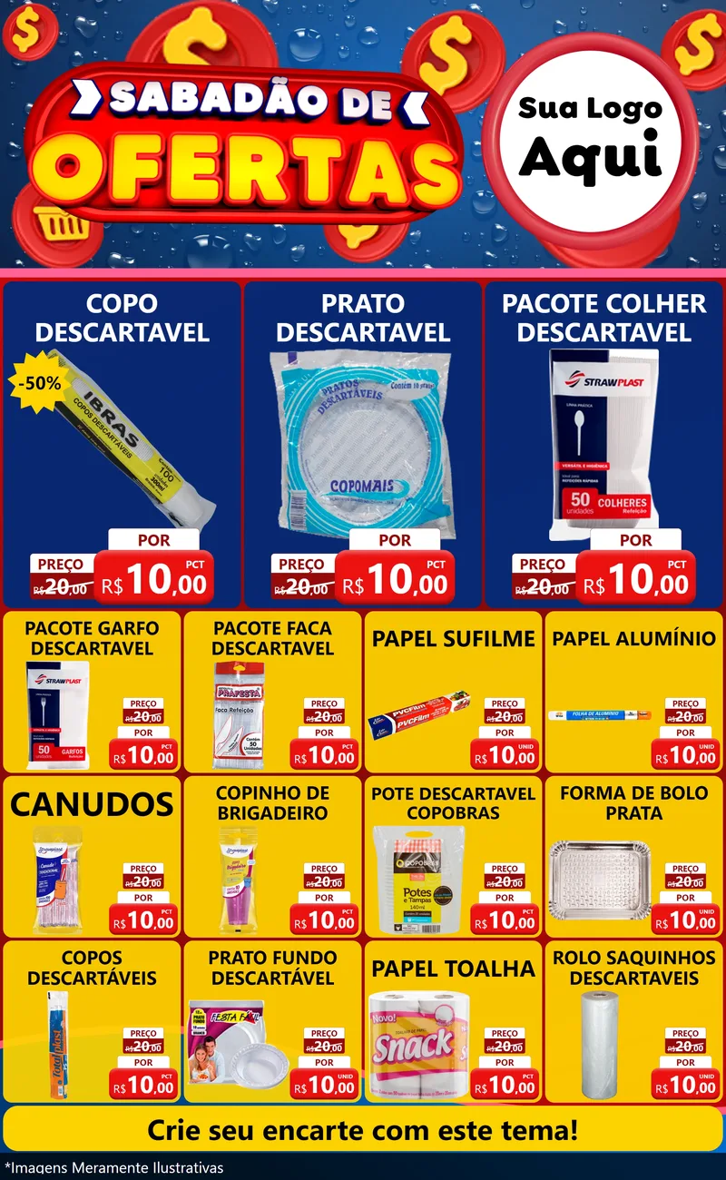 Modelo de Encarte para Encarte Grande com o tema Sabadão de Ofertas para Embalagens