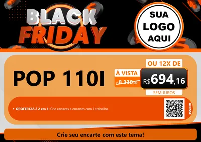 Modelo de Cartaz para Cartaz A4 Horizontal com o tema Black Friday para Concessionaria de Motos