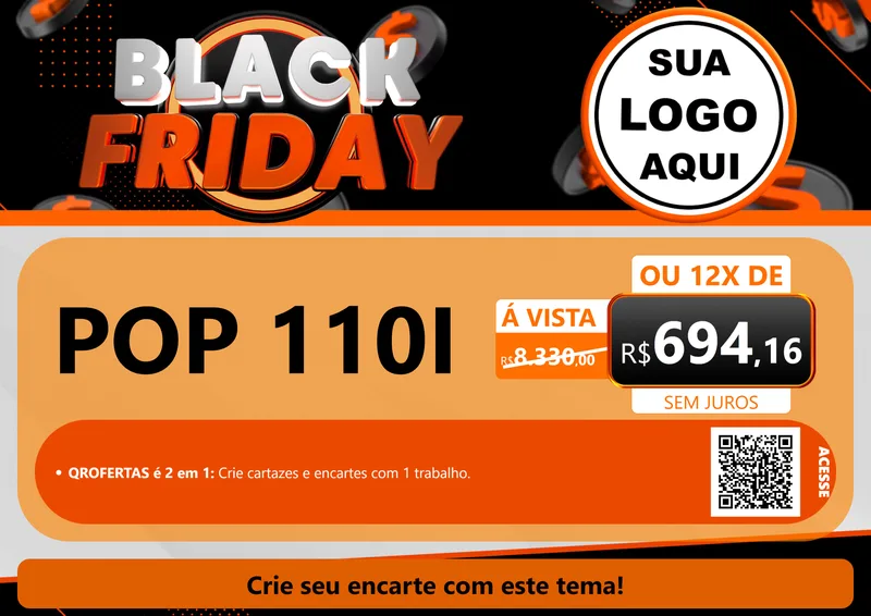 Modelo de Cartaz para Cartaz A4 Horizontal com o tema Black Friday para Concessionaria de Motos