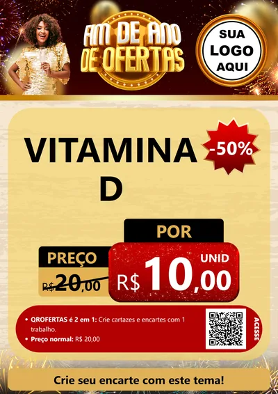 Modelo de Cartaz para Cartaz A4 Vertical com o tema Fim de Ano de Ofertas para Farmácia