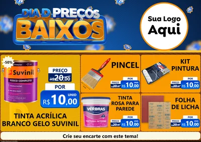 Modelo de Encarte para Encarte A4 Horizontal com o tema Dia D Preço Baixo para Tintas e Ferramentas