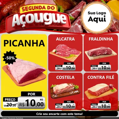 Modelo de Rede Social para Feed Facebook com o tema Segunda do Açougue para Açougue