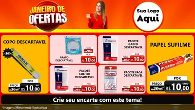 Modelo de TV para TV Horizontal com o tema Janeiro de Ofertas para Embalagens