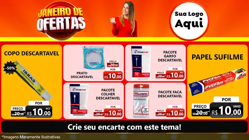 Modelo de TV para TV Horizontal com o tema Janeiro de Ofertas para Embalagens