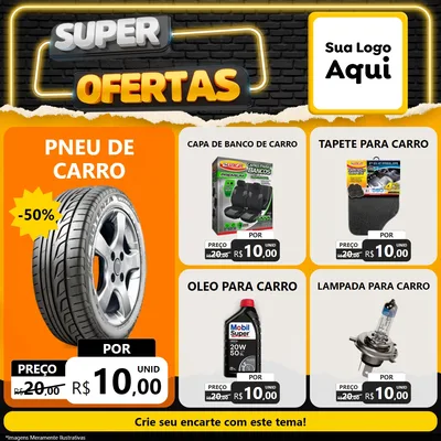 Modelo de Rede Social para Feed Facebook com o tema Super Ofertas para Auto peças