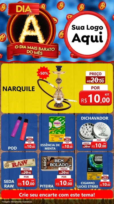 Modelo de Rede Social para Stories com o tema Dia A - O Dia Mais Barato Do Mês para Tabacaria