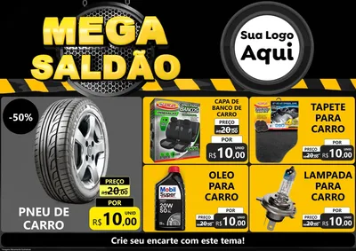 Modelo de Encarte para Encarte A4 Horizontal com o tema Mega Saldão para Auto peças